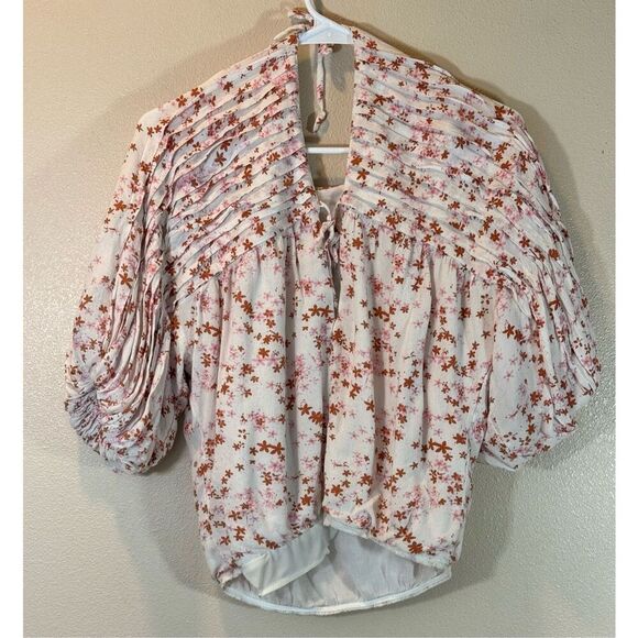 Free People Dessa Lightweight Wide Collar Woven Floral Bodysuit Women's XS - Picture 7 of 15